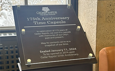 A historic marker contains the City's 175th Anniversary Time Capsule